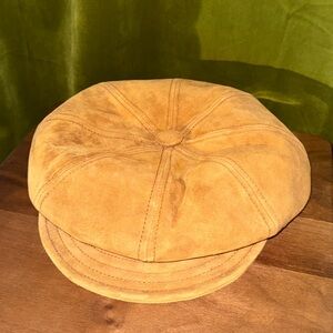 Caramel Suede Cabbie Hat, L